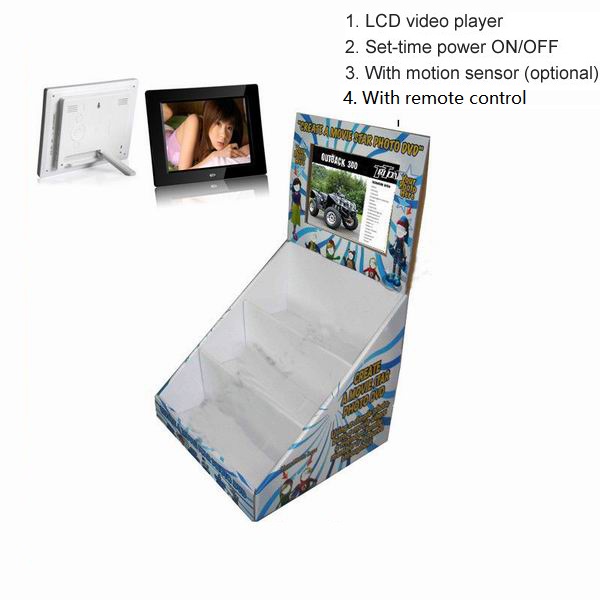 Cardboard pop display with lcd screen digital photo frame