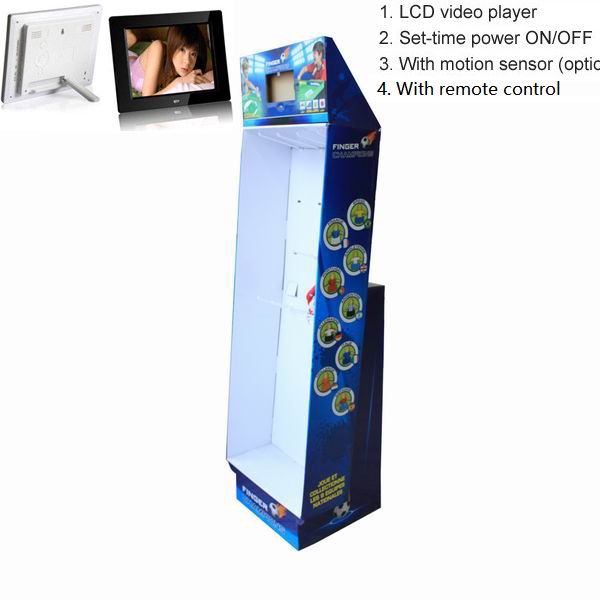 cardboard pop display shelf with lcd screen video player