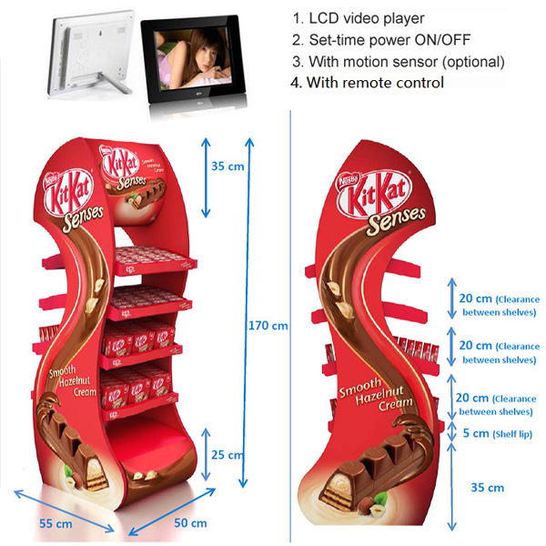Corrugated display stand with led/lcd display