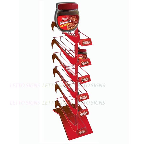 Retail Display Rack floor stand with 6 fixed wire shelves