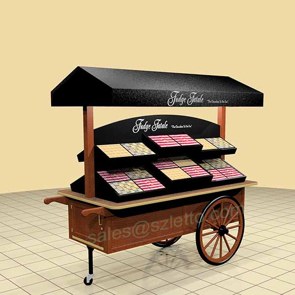 Retail food service snack candy vending cart displays